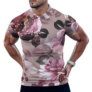 Aquarel Bloemen Casual Poloshirts Voor Mannen Slim Fit Korte Mouw T-shirt Sneldrogende Golf Tops Tees 2XL