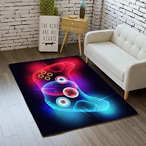 Tapijt slaapkamer moderne gamer 3D controller tiener kind jongen woonkamer tapijt antislip graffiti spel console decoratie tapijt zwart paars roze flanel zachte tapijten (kleur 4,120x160 cm)