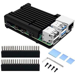 GeeekPi Raspberry Pi 4 Case, Raspberry Pi Armor Case met Passieve Koeling, Raspberry Pi CNC aluminium behuizing met warmteafvoer, thermische tape voor Raspberry Pi 4B (zwart)