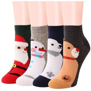 yeeplant Crew sokken voor dames met kerstbedel - 4 paar set gezellige, kleurrijke en leuke nieuwigheidssokken, Meerkleurig, Eén Maat