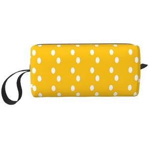 Make-uptas,Ontvangst Tas Reizen Cosmetische Tas Toilettas Draagbare Make-up Pouch Organizer,Modern Geel Abstract Dot Patroon, zoals afgebeeld, Eén maat