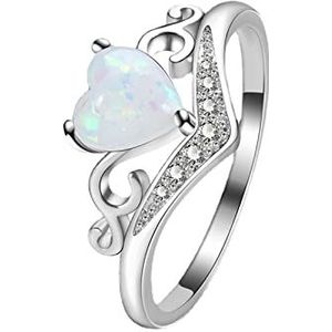 2022 Mode Hartvormige Ring Nieuwe Sieraden Hart Kleurrijke Gem Lady Sieraden Liefde Ring Ringen voor Man (Zilver-A, 8), Zilver-A, 8