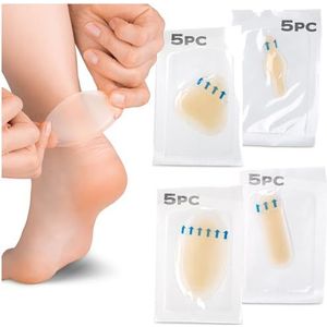 HALUTO pleisters set van 20 - hydrocolloïde blarenpleisters grote anti-blaren pleisters - waterdichte transparante gel anti-blaren pleisters - hielpleisters