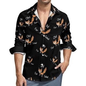 Grappige quote voor Fox Sake Casual Heren Shirts Lange Mouw met Zak Hawaiiaans Shirt Vakantie 2XL