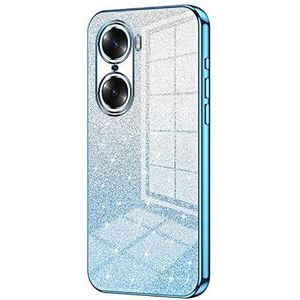 Telefoon achterkant Compatibel met Huawei Honor 60 hoesje, doorzichtige glitter galvaniserende hybride beschermende telefoonhoes, slanke transparante anti-kras schokabsorptie TPU bumperhoes Compatible