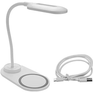 Koanhinn Dimbare LED Bureaulamp met Draadloze Oplader, Draadloos Opladen Bureaulamp Flexibele Rotatie Perscontrole Nachtlampje