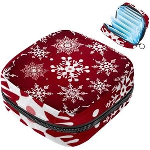MUOOUM Kerst Sneeuwvlok Patroon Maandverband Opbergtas Menstruatie Pad Tas Draagbare Menstruatie Cup Pouch met Rits voor Tiener Meisjes Vrouwen Dames