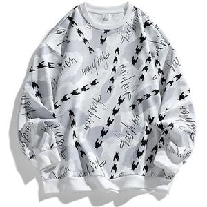 MYLLJBD Men'S Hoodies Men's Sweatshirt Autumn Trendy Comfortable Casual Breathable Couple Versatile Fashion Long-sleeved Round Neck Sweatshirt-white-m