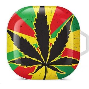 Onkruidblad op Rastafari vlag oordopjes hoesje compatibel met Samsung harde beschermhoes wit stijl