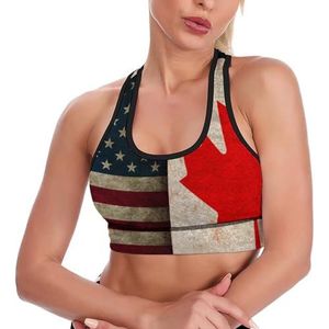 Retro Amerika Canada vlag vrouwen tank top sport beha yoga workout vest atletische bh's