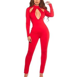 Koucla Sexy overall met lange mouwen en cut-outs, rood, L