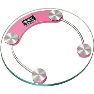 Transparante Ronde Digitale Weegschaal Lichaamsgewicht Schaal Vloer Elektronische Weegschalen Smart LCD Badkamer Weegschaal 180 KG Weegschaal Gemakkelijk Te Gebruiken(Pink)