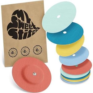 MySweetStitch | Pleister voor de Freestyle Libre 1 & 2 Sensor met VENTILATIEGAT | Waterdicht, ademend en huidvriendelijk Rond (10 stuks) | Made in Germany | Buiten Ø 65mm, binnen Ø 6mm | Pastel