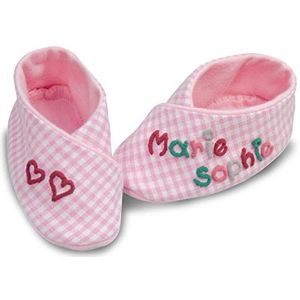 Babyschoenen geruit met de naam Vichyrui, babyschoenen gepersonaliseerd, babyshots, babyschoentjes, puchen voor baby's, herinnering, geboortegeschenk voor geboorte, kleur: roze (roze)