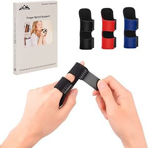 supregear Vinger Spalk Ondersteuning, 3 Pack Verstelbare Trigger Vinger Spalk met Verwijderbare Aluminium Bar Herbruikbare Vinger Brace voor Index/Midden/Ring/Pinky Vinger in Zwart, Blauw en Rood