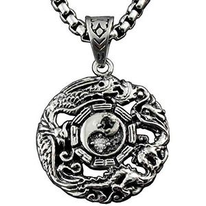 Geschenken voor mannen Roestvrij stalen draak en Phoenix YIN YANG herenketting met hanger