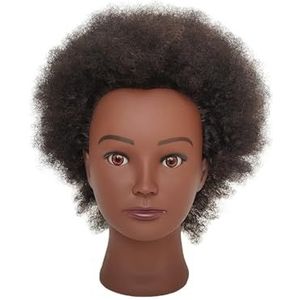 Afor Kinky Curly Inlay Eyes Mannequin Hoofd 100% Menselijk Haar for Kapper Oefen Vlechten Styling Cosmeticapop