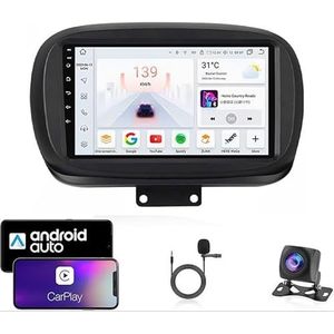 Android 13 Dubbel Din Auto Stereo Touchscreen Auto Stereo Voor Fiat 500X 2014-2020 Met Bluetooth GPS Navigatie WiFi FM Radio USB/SWC/Plug en Play Ondersteuning Carplay&Android Auto(8 Core 4G+Wifi 8G+1