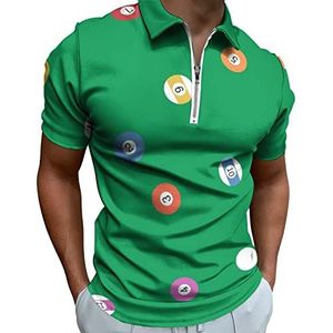 Biljartballen patroon heren poloshirt met rits T-shirts casual korte mouw golf top klassieke pasvorm tennis tee