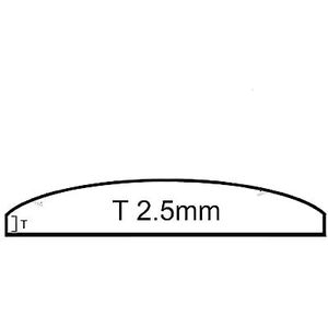 masar - Horlogeglas – mineraal rond – plat x gebogen – 1 stuk, Flat X Domed T 2,5 mm - 1 stuk, Ø 44.0mm