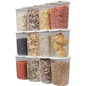 UANDU Voorraaddozen met Luchtdichte Deksel Set, BPA vrij, Opbergdoos met Deksel Keuken, Voorraadpotten Sets, Voorraaddoos Keuken Organizer, Bloem & Suiker - 12 x 1,2 L - Wit