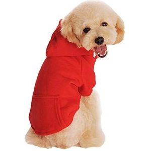 BINCIBH Hondenkleding Casual Fleece Huisdier Kleding Sweatshirt Hoodie Kleine Hond Kleding Effen Kat Producten Kleding Knop Puppy 1 Stuk Hondenkleding Voor Kleine Honden (Kleur: Rood, Maat: XL)