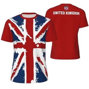Sport T-Shirt Vintage Verenigd Koninkrijk Vlag Kleur Tees 3D Gedrukt voor Fitness Running Voetbal, Meerkleurig, S