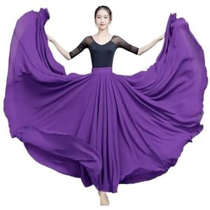 Flamencorok for vrouwen, 720 graden, volle cirkelvormige swingrok, Spaans danskostuum, volwassen, vloeiende, geplooide gelaagde rok for optredens, Halloweenfeest, rode krijtthema-outfit(Dark Purple_XS
