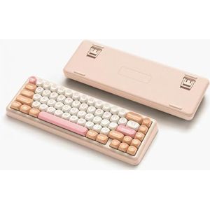 QPSJXN Draadloos mechanisch toetsenbord RGB-afdichting met 3 modi Creamy Pose Swap Hot Swap Gamer ramen en ramen (roze)