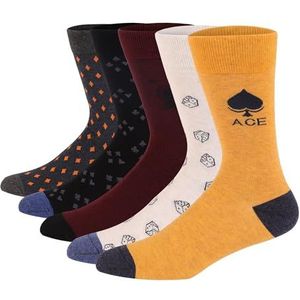 YIJIANUO 5 paar heren jurk sokken plus grote maat ombed katoen crew sokken, zwarte koele Argyle ademende casual sokken voor mannen, JC136-7, US(8-13.5)EUR(41-48)