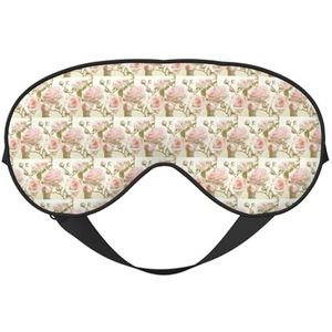 Beauty Pink Roses Printing All-Occasion Sleep Eye Mask met dubbele zijden verstelbare riem Perfect voor ploegen en reizen