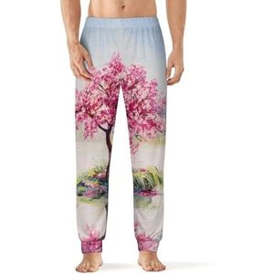 Fuji Cherry Blossoms heren pyjama broek print lounge nachtkleding bodems slaapbroek 3XL