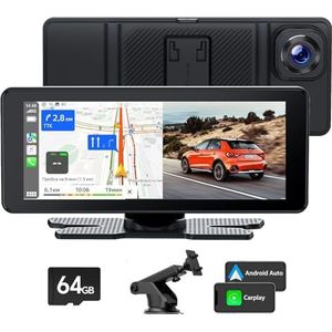 Volam Carplay autodisplay met Carplay, draadloos, Android auto, geïntegreerde dashcam voor 2,5 K, 6,86 inch, draagbare autoradio met Bluetooth, GPS, spraakassistent, spiegellink, 64 G TF-kaart