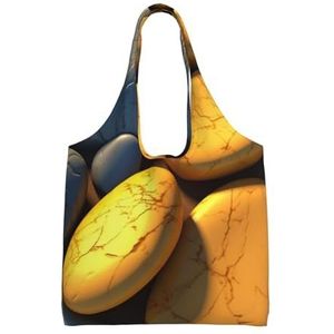RLDOBOFE Gele Kiezels Print Canvas Tote Bag Voor Vrouwen Esthetische Boodschappentassen Schoudertas Herbruikbare Boodschappentassen, Zwart, One Size