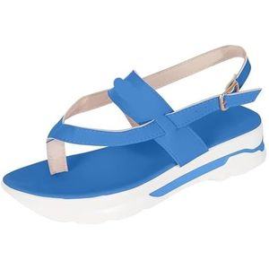 PMVRTHQV Damessandalen, voetboogondersteuning, comfortabele wandelsandalen, zomer, antislip, casual sandalen, Blauw, 41 EU