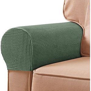 VIKAUL Set van 4 anti-slip armleuningen rekbare sofa armleuning beschermers voor fauteuils fauteuils meubels stoel armkappen armsteun slipcovers - groen