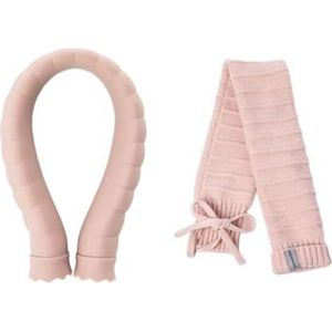 Warmwaterkruik 1 set sjaal warmwaterkruik effen kleur U-vormige warmwaterzak anti-lekkage verdrijft kou warmwaterzak (Abrikoos)