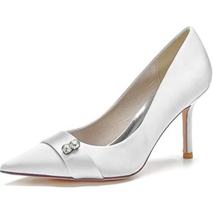 EICOFF Damespumps Hoge Hakken Gesloten Neus Pumps voor Vrouwen Jurk Bruidspump Schoenen Instap Bruidsfeest Banket Schoenen,Wit,35 EU