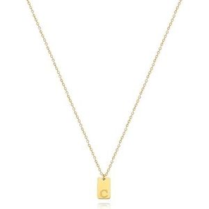 Dames vierkante initiële ketting verguld roestvrij staal gegraveerde ketting mooie verjaardagssieraden (Color : Gold Color_Y_45CM)