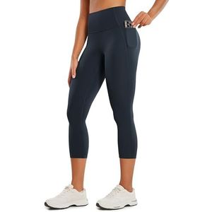 CRZ YOGA Vrouwen Butterluxe Workout Capri Leggings 21'' - Hoge Taille Crop Yoga Broek met Zakken Boterzacht echte marine S