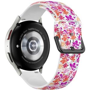 Sportieve zachte band compatibel met Samsung Galaxy Watch 6 / Classic, Galaxy Watch 5 / PRO, Galaxy Watch 4 Classic (kleurrijke bloemen), siliconen armband, accessoire