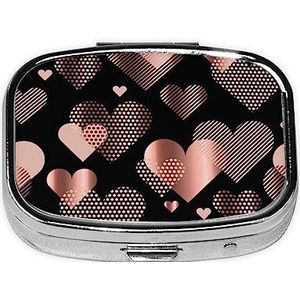 Rose Gold Love Heart Pill Box 2 Compartiment Geneeskunde Pil Case Draagbare Metalen Geneeskunde Organizer voor Pocket of Portemonnee Decoratieve Pil Doos Uniek Gift