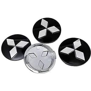 4 Stuks Wielnaafdoppen Voor Mitsubishi Outlander 60mm, Velgdoppen Middenlogo Wielmoerdoppen Naafdop Wieldoppen Wielnaafdop