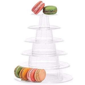 6 Tier Macaron Tower Display Stand, DesignerBox Clear Ronde Macaron Tower Tray Macaron Display Shelf Rack en Plastic Cake Dessert Stand voor Kerstmis Bruiloft Verjaardag Party Decor