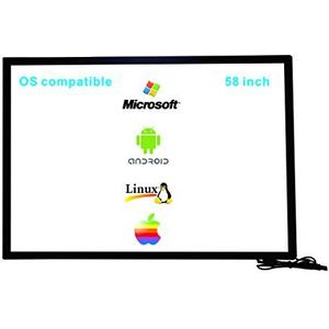 Deyowo 58 Inch Infrarood Touch Screen Frame, IR Touch Screen Overlay, Touch Screen Panel, Gratis Driver voor Interactieve Whiteboard, Touch LCD Monitor TV