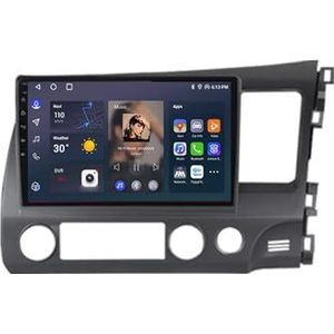 Android 12 Multimedia Stereo Video Speler Voor Honda Civic 2006-2011 Ondersteunt Car-play Android Auto/Bluetooth/FM AM RDS DAB+ Radio/Stuurbediening(8 Core 8G+128G)