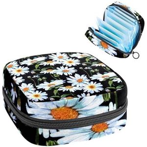 Opbergtas voor maandverband, menstruatiecup zakje, menstruatiezak, organizer voor vrouwelijke pads tampons, wildflower madeliefjespatroon