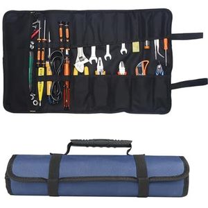 Gereedschapstas met 22 vakken, gereedschapstas, draagbare gereedschapsorganizer, opbergrol Toolkit inklapbaar/oprolbaar van Oxford 601D (zonder gereedschap) voor tuinieren, elektriciens, timmermans