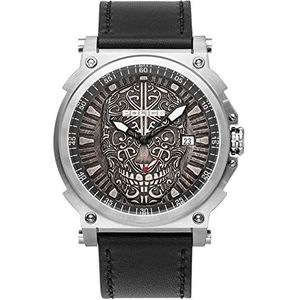 Police Unisex volwassenen analoog kwarts horloge met lederen armband PL15728JS.61, zilver, armband