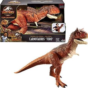 Jurassic World Kolossale Carnotaurus Toro Dinosaurus Actiefiguur Camp Cretaceous met Buikfunctie, 91 cm lang, Realistische Vormgeving, cadeau voor kinderen vanaf 4 jaar